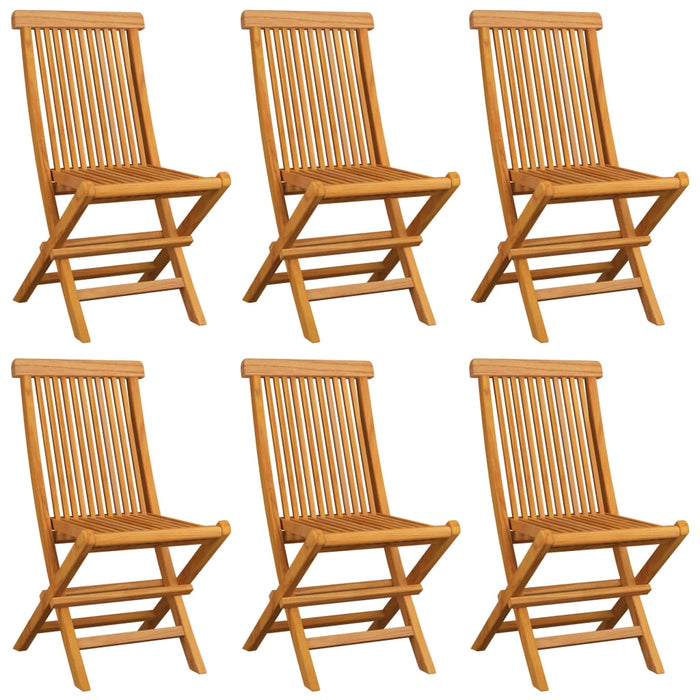 Gartenstühle mit Hellblauen Kissen 6 Stk. Massivholz Teak