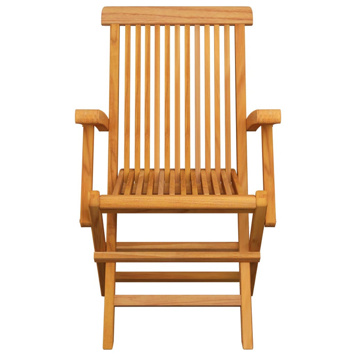 Gartenstühle mit Grünen Kissen 4 Stk. Massivholz Teak