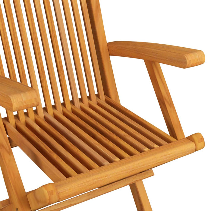 Gartenstühle mit Blattmuster-Kissen 4 Stk. Massivholz Teak