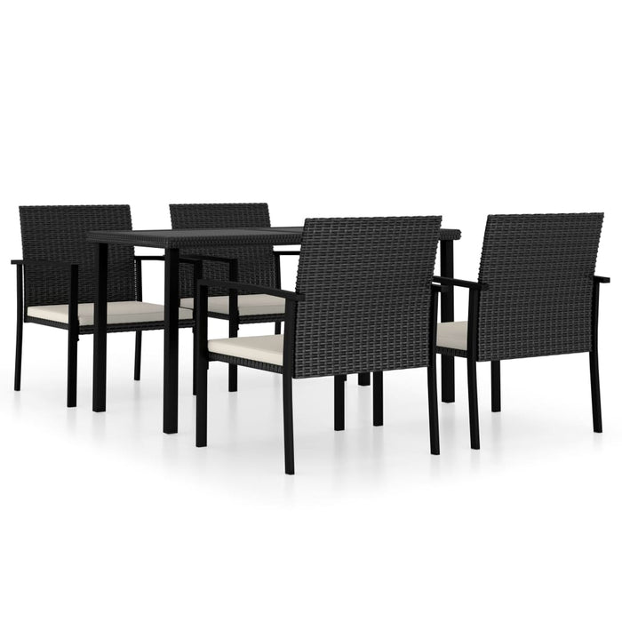 5-tlg. Garten-Essgruppe Poly Rattan Schwarz