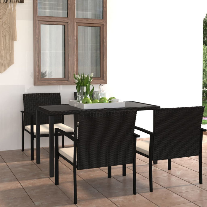 5-tlg. Garten-Essgruppe Poly Rattan Schwarz
