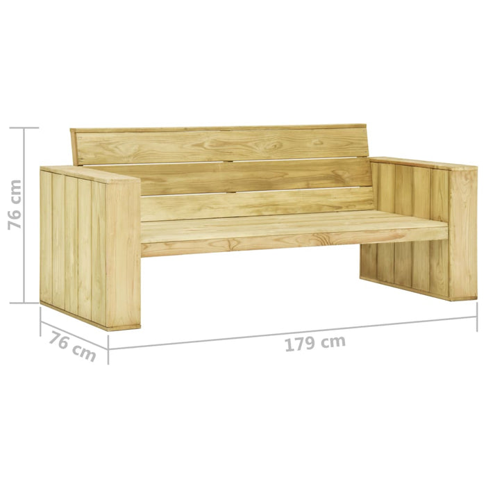 Garden bench with gray cushions 179 cm impregnated pine wood