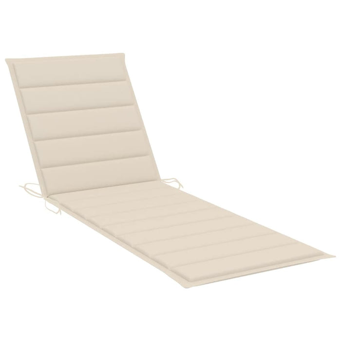 Sun lounger with cream cushion impregnated pine wood