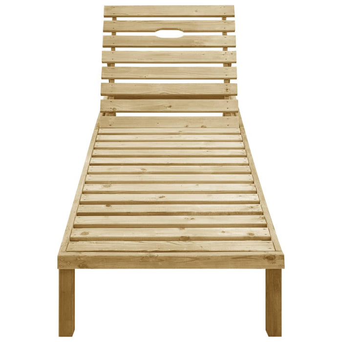 Sun lounger with blue cushion impregnated pine wood