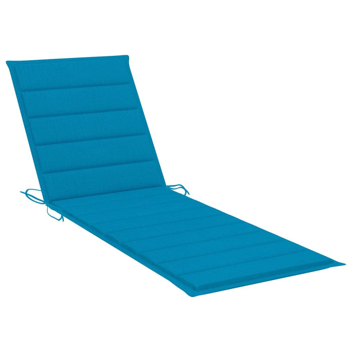 Sun lounger with blue cushion impregnated pine wood