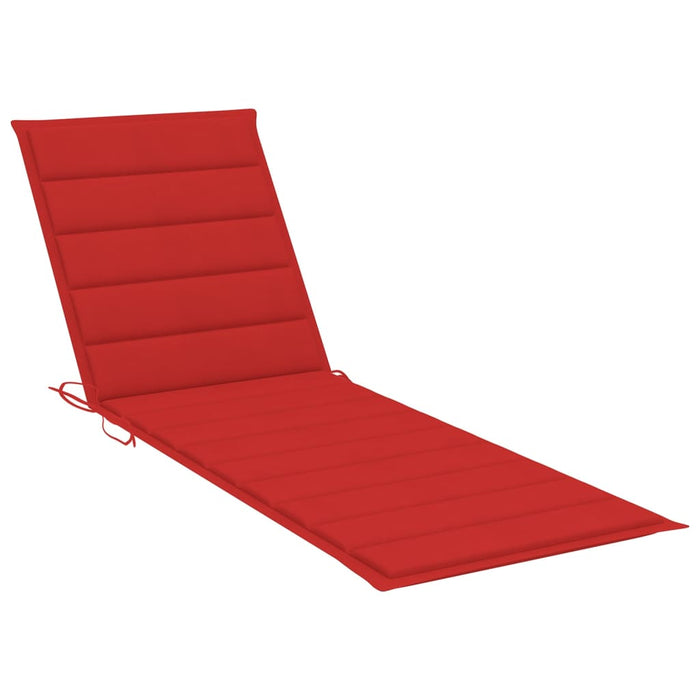 Sun lounger with red cushion impregnated pine wood