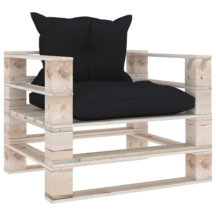 Garten-Palettensofa mit Schwarzen Kissen Kiefernholz