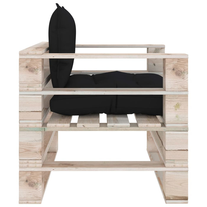 Garten-Palettensofa mit Schwarzen Kissen Kiefernholz