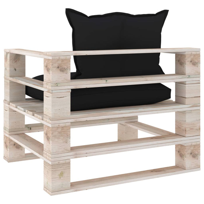 Garten-Palettensofa mit Schwarzen Kissen Kiefernholz
