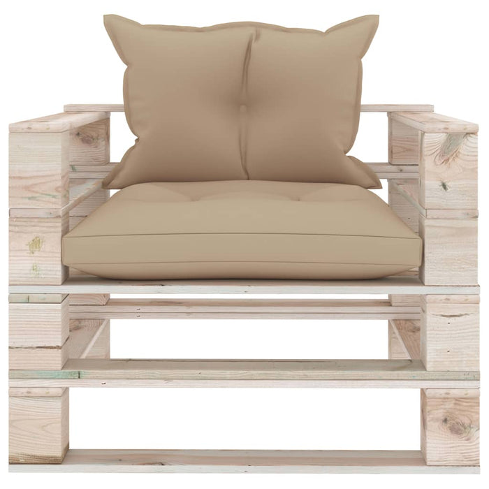 Garten-Palettensofa mit Beigen Kissen Kiefernholz
