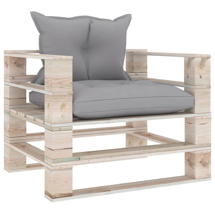 Outdoor-Sofa Paletten mit Kissen in Grau Kiefernholz