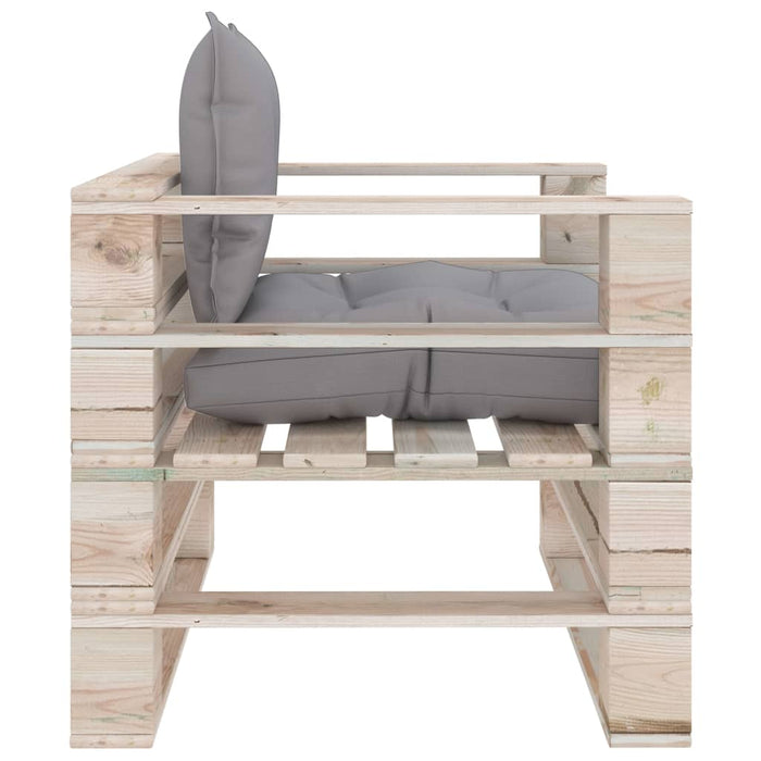 Outdoor-Sofa Paletten mit Kissen in Grau Kiefernholz