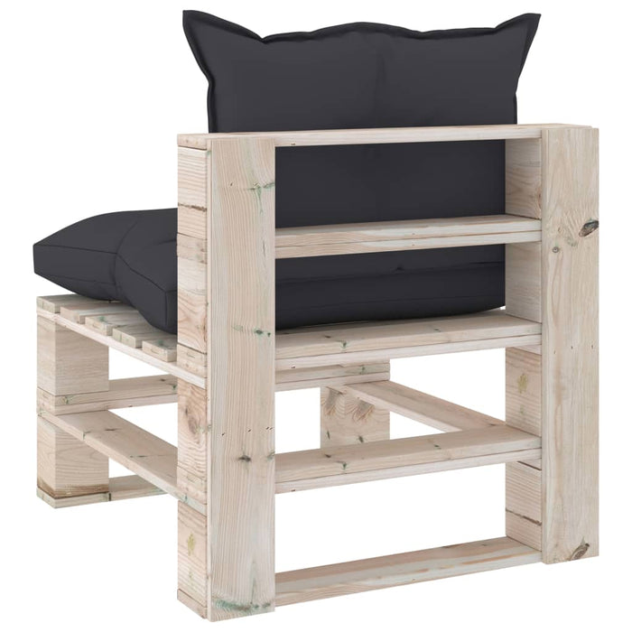 Outdoor-Mittelsofa Paletten mit Kissen Kiefernholz