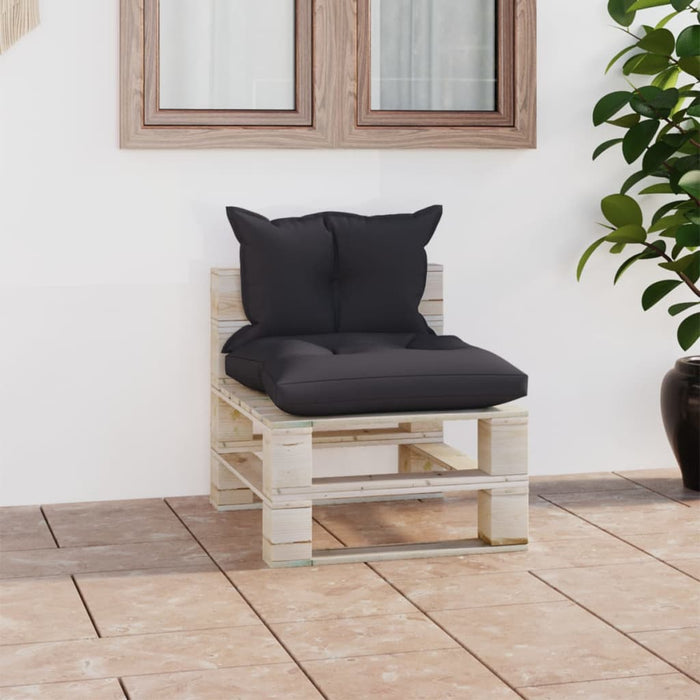 Outdoor-Mittelsofa Paletten mit Kissen Kiefernholz