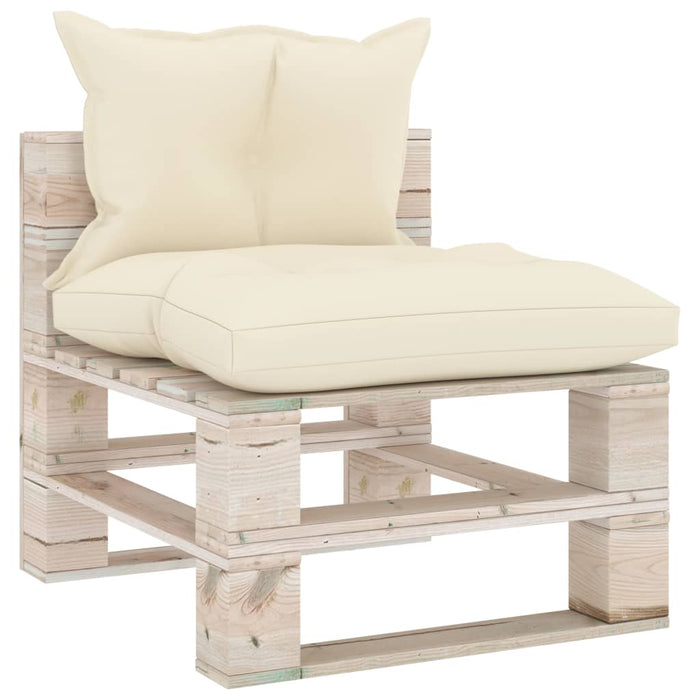 Outdoor-Mittelsofa Paletten mit Kissen Kiefernholz