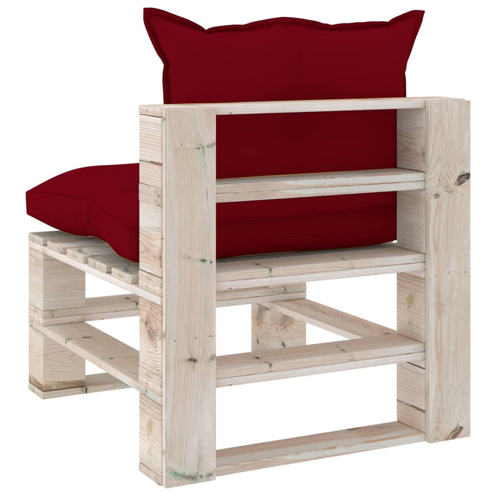 Outdoor-Mittelsofa Paletten mit Kissen Kiefernholz