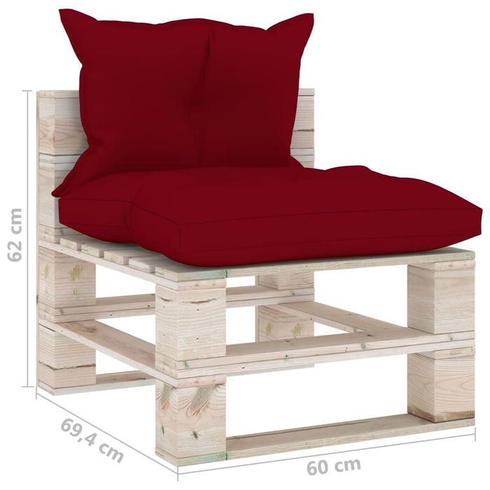 Outdoor-Mittelsofa Paletten mit Kissen Kiefernholz