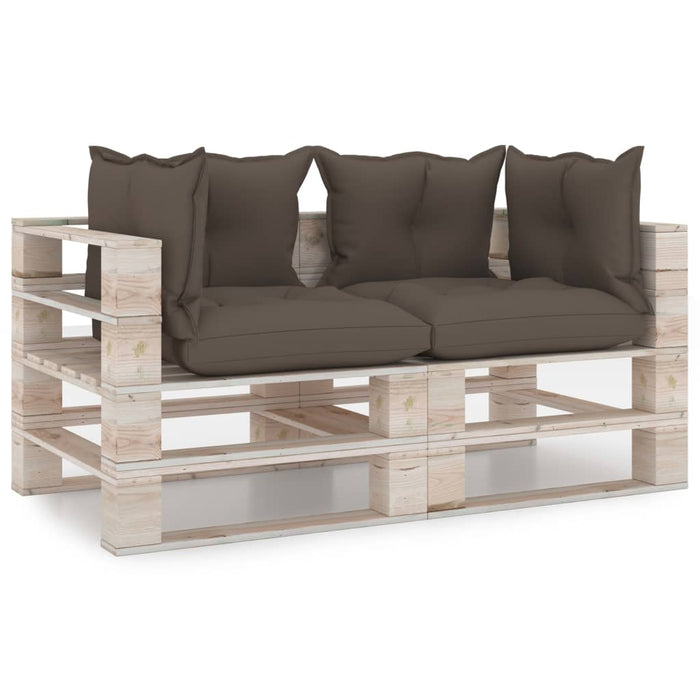 Garten-Palettensofa 2-Sitzer mit Kissen Kiefernholz