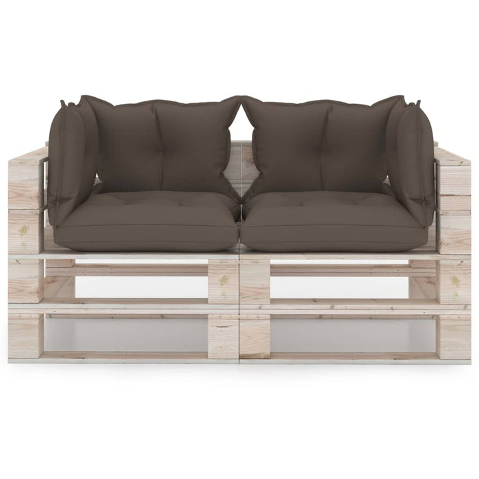 Garten-Palettensofa 2-Sitzer mit Kissen Kiefernholz
