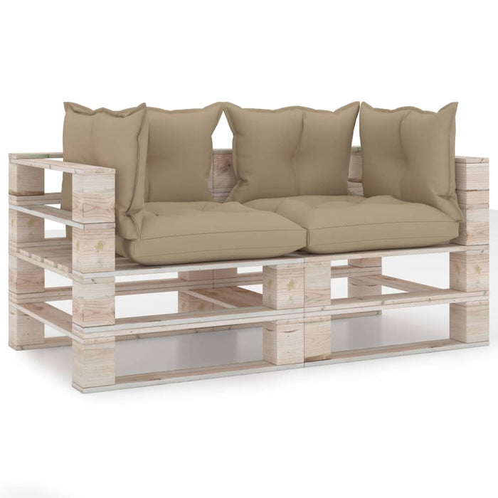 Garten-Palettensofa 2-Sitzer mit Kissen Kiefernholz
