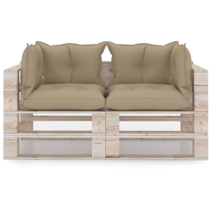 Garten-Palettensofa 2-Sitzer mit Kissen Kiefernholz
