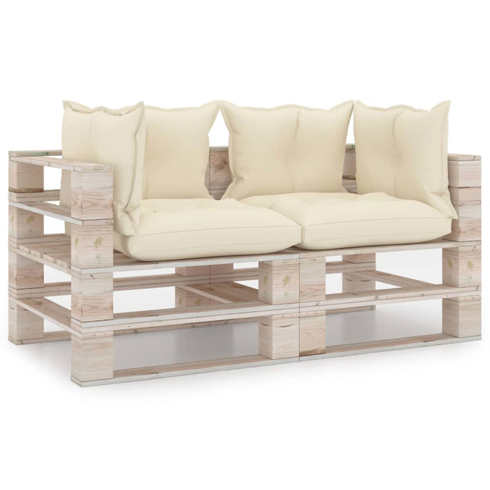 Garten-Palettensofa 2-Sitzer mit Kissen Kiefernholz
