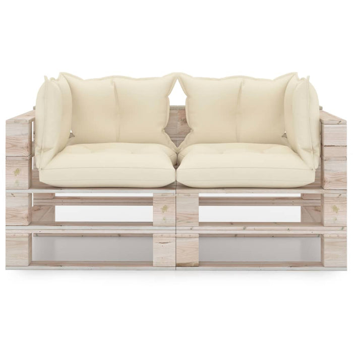 Garten-Palettensofa 2-Sitzer mit Kissen Kiefernholz