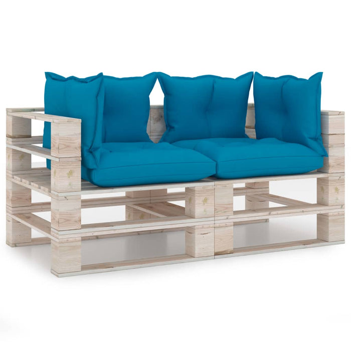 Garten-Palettensofa 2-Sitzer mit Kissen Kiefernholz