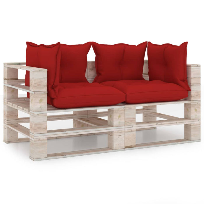 Garten-Palettensofa 2-Sitzer mit Kissen Kiefernholz