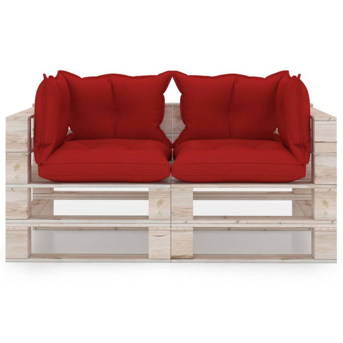 Garten-Palettensofa 2-Sitzer mit Kissen Kiefernholz