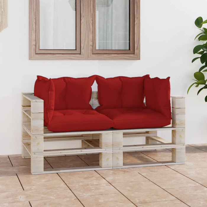 Garten-Palettensofa 2-Sitzer mit Kissen Kiefernholz
