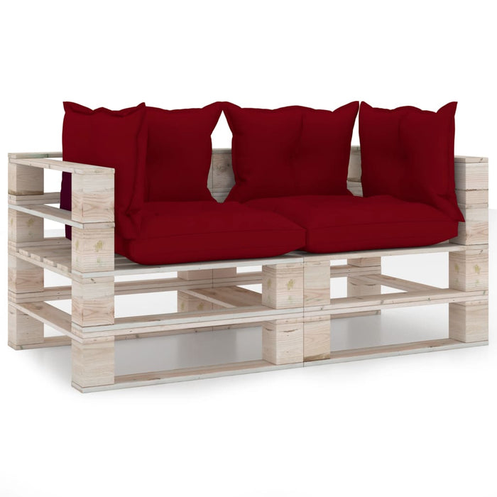 Garten-Palettensofa 2-Sitzer mit Kissen Kiefernholz