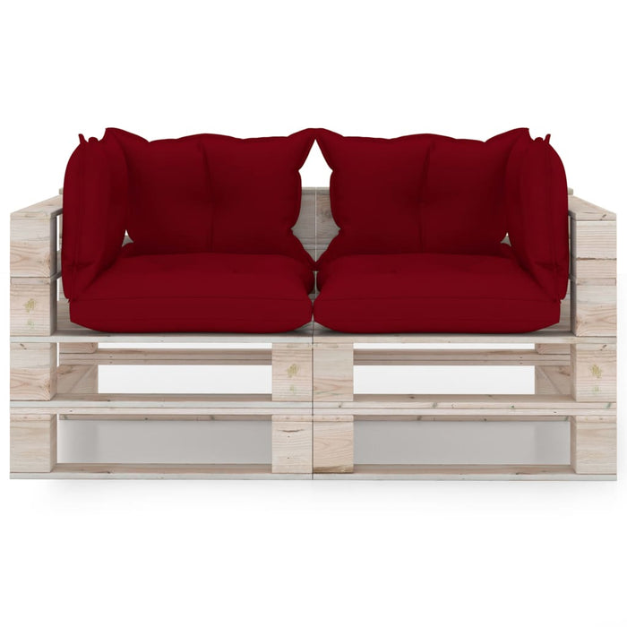 Garten-Palettensofa 2-Sitzer mit Kissen Kiefernholz