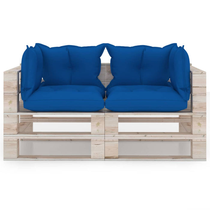 Garten-Palettensofa 2-Sitzer mit Kissen Kiefernholz