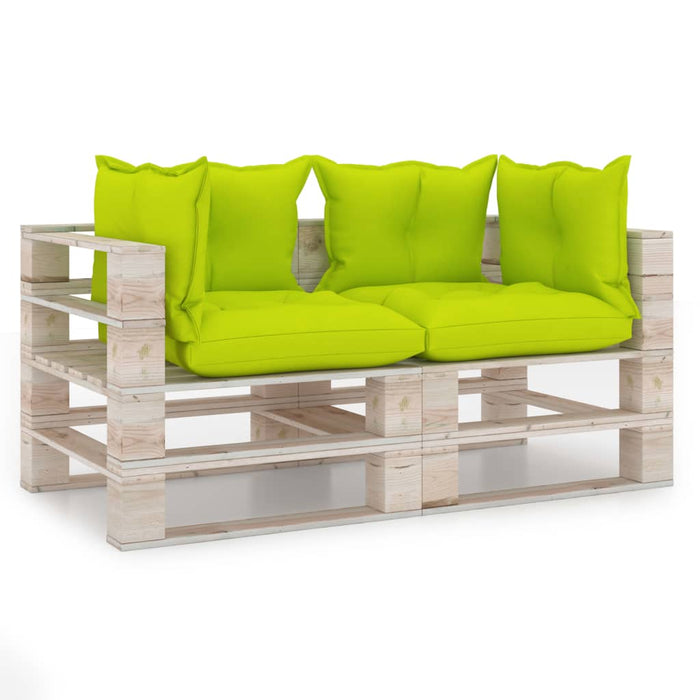 Garten-Palettensofa 2-Sitzer mit Kissen Kiefernholz