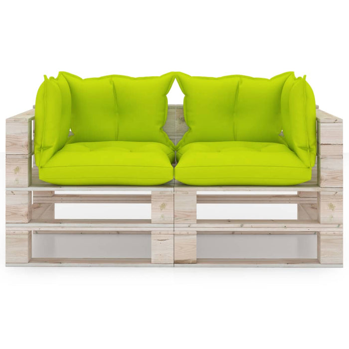 Garten-Palettensofa 2-Sitzer mit Kissen Kiefernholz