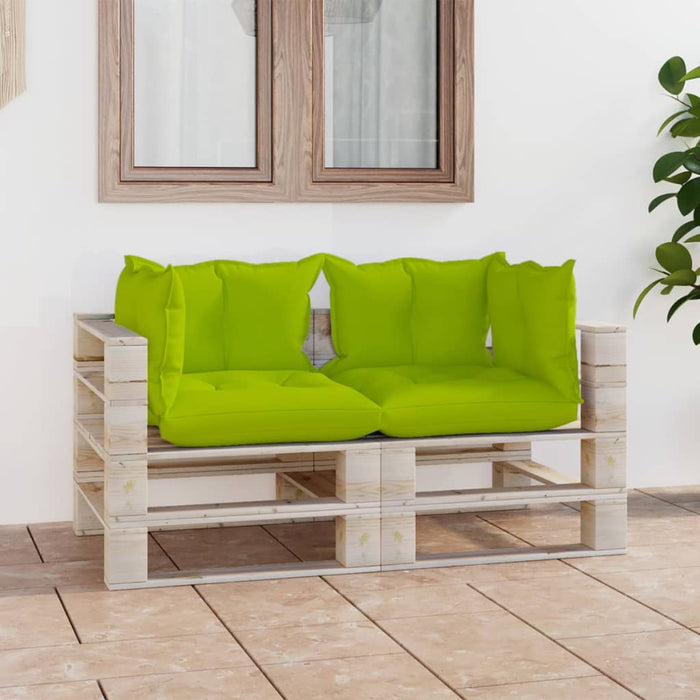 Garten-Palettensofa 2-Sitzer mit Kissen Kiefernholz
