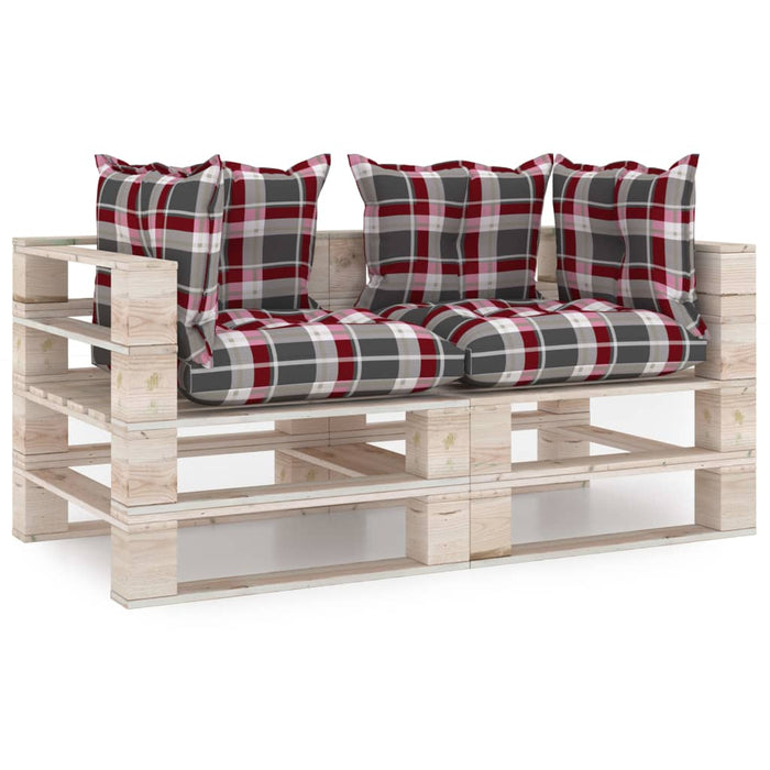 Garten-Palettensofa 2-Sitzer mit Kissen Kiefernholz