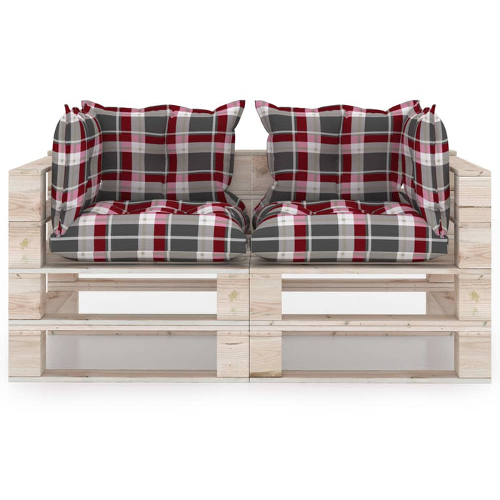 Garten-Palettensofa 2-Sitzer mit Kissen Kiefernholz