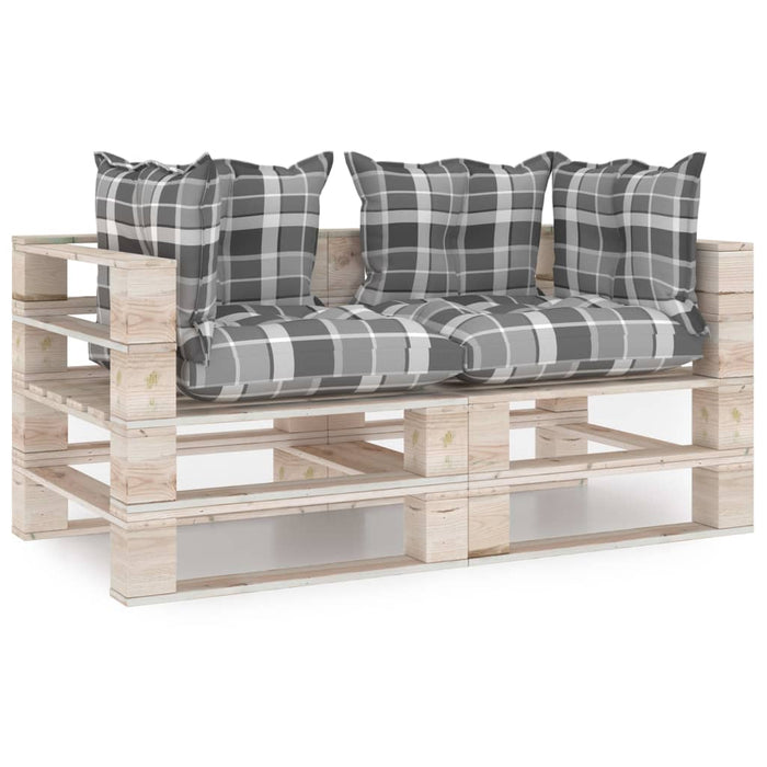 Garten-Palettensofa 2-Sitzer mit Kissen Kiefernholz