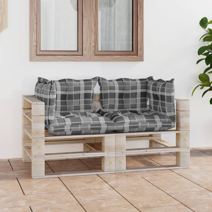 Garten-Palettensofa 2-Sitzer mit Kissen Kiefernholz