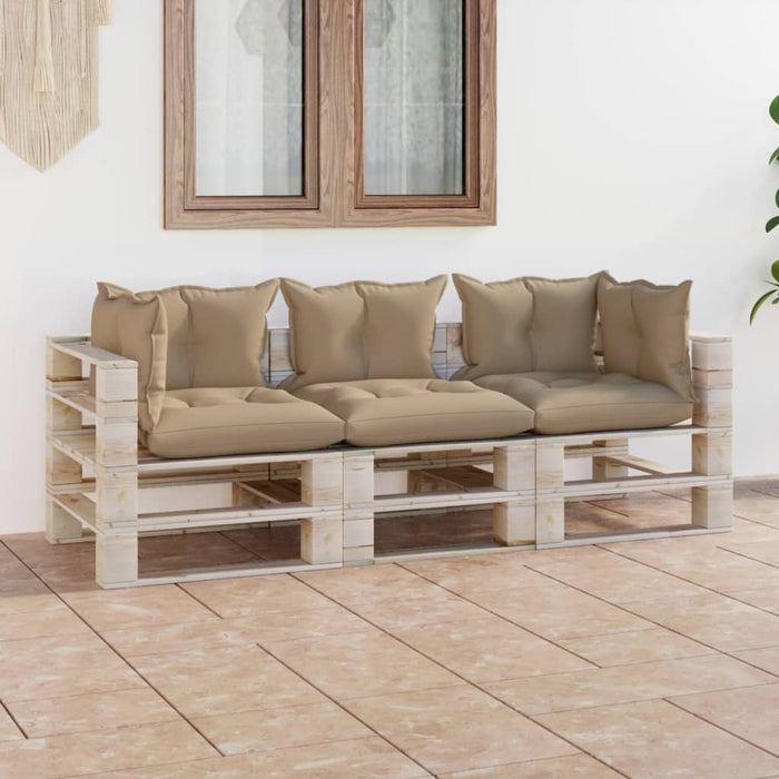 Garten-Palettensofa 3-Sitzer mit Kissen Kiefernholz