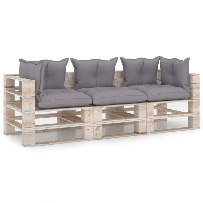 Garten-Palettensofa 3-Sitzer mit Kissen Kiefernholz
