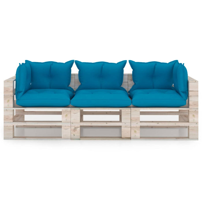 Garten-Palettensofa 3-Sitzer mit Kissen Kiefernholz