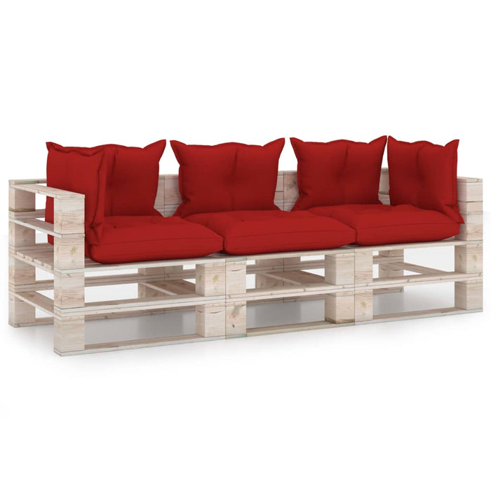 Garten-Palettensofa 3-Sitzer mit Kissen Kiefernholz