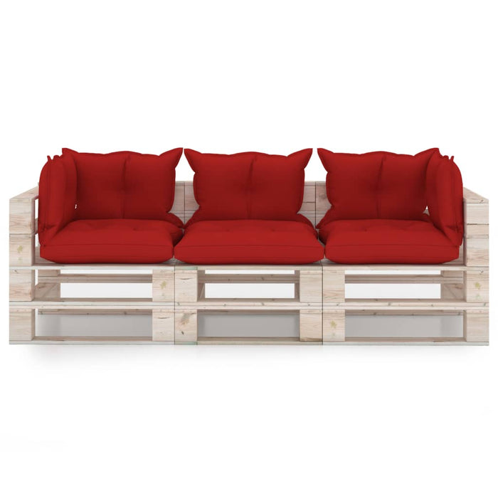 Garten-Palettensofa 3-Sitzer mit Kissen Kiefernholz