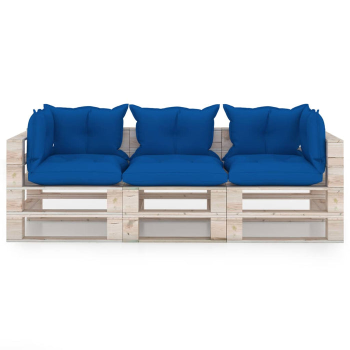 Garten-Palettensofa 3-Sitzer mit Kissen Kiefernholz