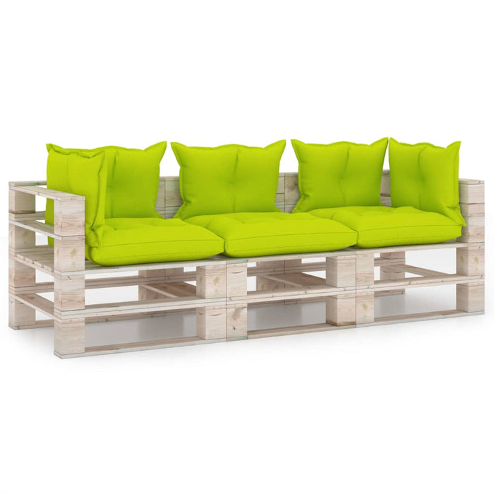 Garten-Palettensofa 3-Sitzer mit Kissen Kiefernholz