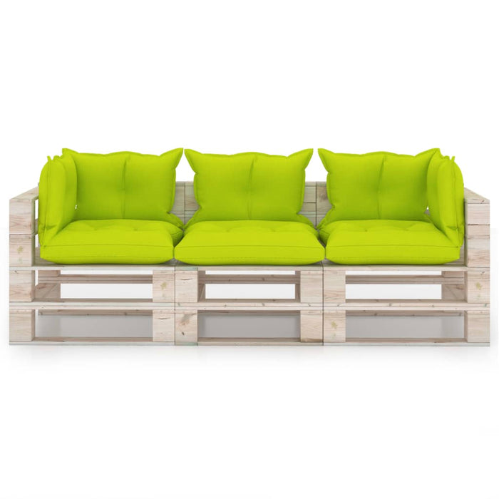 Garten-Palettensofa 3-Sitzer mit Kissen Kiefernholz