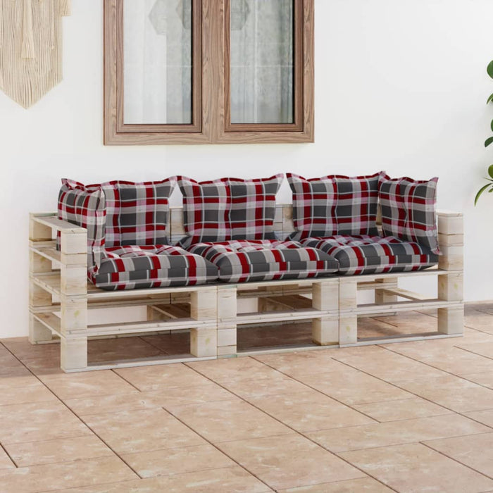 Garten-Palettensofa 3-Sitzer mit Kissen Kiefernholz